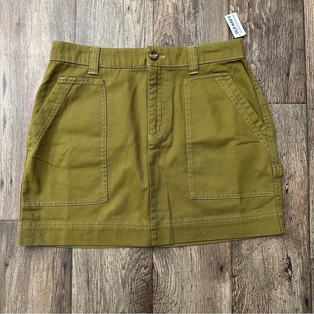 Old Navy Women`s Size 10 100% Cotton Olive Green Utility Skirt
